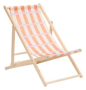 Шезлонг atmosphera Poolside, Дърво и жълт текстил, 87 cm