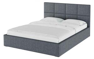 Сиво тапицирано двойно легло с място за съхранение с решетка 180x200 cm Bufo Bed - MESONICA