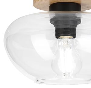 Потолно осветително тяло FLO WOOD 1xE27/15W/230V, дъб/прозрачно стъкло, Ø 22 см