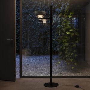 FLOS LED стояща лампа Nocturne F1 Bowl, черна, височина 206 см, Затъмняване, Черен, Дневна/трапезария, Алуминий, Дизайн