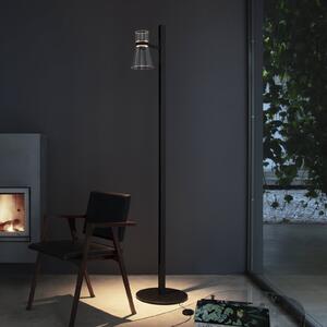 FLOS LED стояща лампа Nocturne F1 Cone, черна, с 1 лампа, 206 см, Затъмняване, Черен, Дневна/трапезария, Алуминий, Дизайн