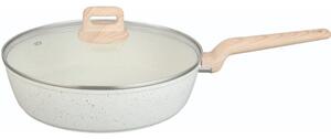 Дълбок тиган Voltz Nice OV54419E28CD, алуминий, мраморно покритие, 28 см диаметър, 6.8 см дълбочина, капак, кремав меланж