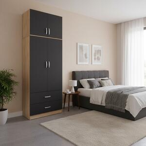 Шкаф с 2 врати, Athos, тъмносив, 80x42x240 см
