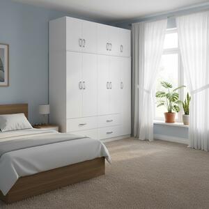 Гардероб с 5 врати, Athos V26, бял, 170x42x240 см