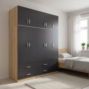 Гардероб с 5 врати, Athos V26, антрацит, 170x42x240 см