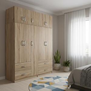Гардероб с 5 врати, Athos V24, дъб, 170x42x240 см