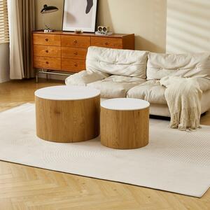 Set masute de cafea, 2 buc, Nelba, Pako, Alb 70x70x50 cm