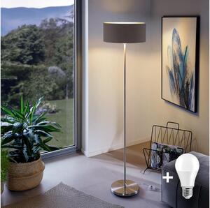 LED подова лампа TUNJA 1xE27/20W/230V Ø 38 см матов хром/кафяв
