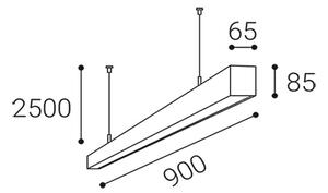 LED2 - LED полилей на кабел LINO LED/24W/230V 3000K/3500K/4000K 90 см черен