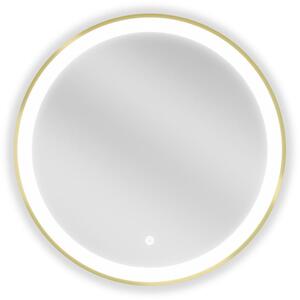 Осветено кръгло огледало за баня Mexen Esso, 60 cm, LED 6000K, антизамъгляване, златна рамка - 9825-060-060-611-50
