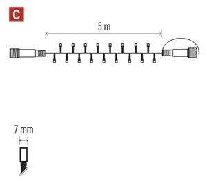 Свързваем LED гирлянд 50xLED/5m IP44, топло бяло / бял