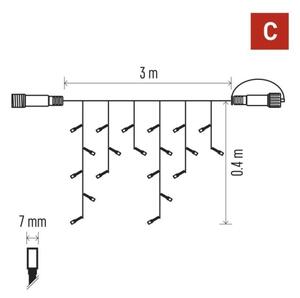 LED външна гирлянда 50xLED/3x0,4m IP44 студено бяла