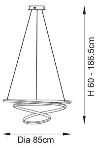 Endon 97639 - Димируем LED полилей на кабел TWIRL LED/88W/230V 3000K златист