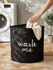 Sinsay - Кош за пране с надпис WASH TIME - черeн