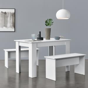 Table and Bench Set Hokksund 110x70 cm with 2 Benches White