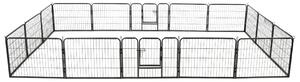 Sonata Заграждение за куче, 16 панела, стомана, 60x80 см, черно