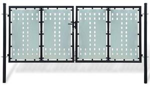Двойна оградна врата 300 х 175 см, цвят черен