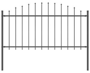 Sonata Градинска ограда с връх пика, стомана, (1,25-1,5)x1,7 м, черна