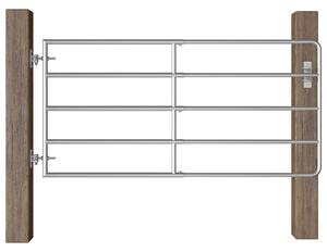 Sonata Оградна порта, 5 пръта, стомана, (95-170)x90 см, сребриста