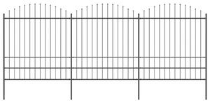 Sonata Градинска ограда с пики, стомана, (1,75-2)x5,1 м, черна