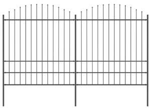 Sonata Градинска ограда с пики, стомана, (1,75-2)x3,4 м, черна