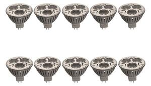 10 броя LED лунички 3х1W, цокъл MR16, DC12V, клас A