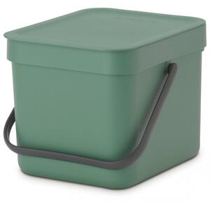 Кош за разделно събиране на боклук Brabantia Sort&Go 1003233, 6 л, Дръжка, Възможност за стенен монтаж, Тъмнозелен