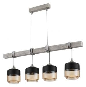 BRILAGI - Полилей на кабел WOOD GLASS 4xE27/60W/230V борова/сива/димно кафява