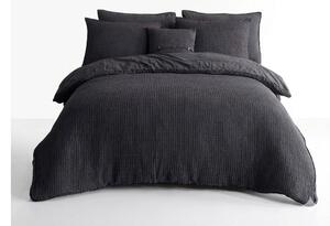 Антрацитно единично спално бельо от памук Renforcé 140x200 cm Waffle Striped – Mila Home Luxury