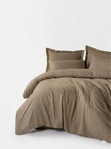 Кафяво двойно удължено спално бельо от памук Renforcé 240x220 cm Checkered – Mila Home Luxury