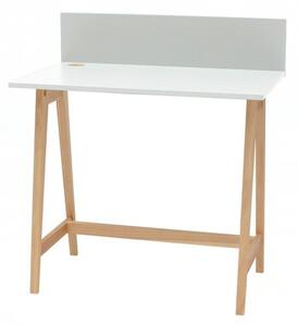Бяло бюро с основа от ясенова дървесина, дължина 85 cm Luka - Ragaba