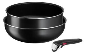 Комплект алуминиеви съдове за готвене 3 бр. Ingenio Easy Cook & Clean Black - Tefal