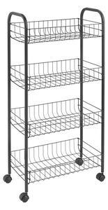 Черен метален подвижен рафт 41x84 cm Ascona - Metaltex