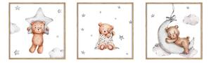 Детски картини в комплект от 3 броя 20x20 cm Teddy Bear