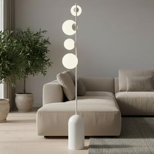EMIBIG LIGHTING Стелажна лампа Etno LP4, бяла, стъкло/стомана, височина 140 cm, G9, Бял, Дневна/трапезария, Стъкло, Модерен