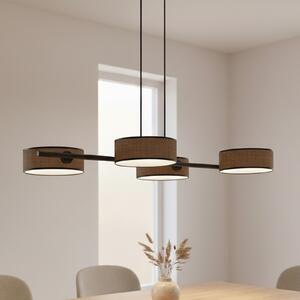 EMIBIG LIGHTING Висяща лампа Drumz 4, кафява, плат/стомана, дължина 80 cm, E14, Затъмняване, Кафяв / ръждив, Дневна/трапезария, Плат / текстил, Модерен