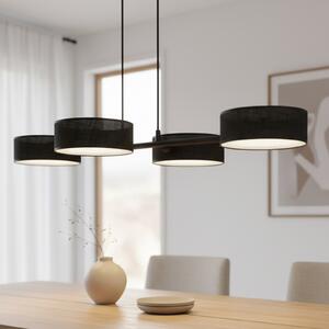EMIBIG LIGHTING Висяща лампа Drumz 4, черна, плат/стомана, дължина 80 cm, E14, Затъмняване, Черен, Дневна/трапезария, Плат / текстил, Модерен