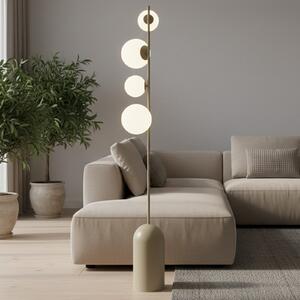 EMIBIG LIGHTING Стелажна лампа Etno LP4, бежова, стъкло/стомана, височина 140 cm, G9, Бежов, Дневна/трапезария, Стъкло, Модерен