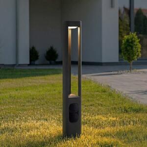Lucande LED осветление за пътеки Pirron, височина 80 cm, контакт, IP54, Черен, Метал, Модерен