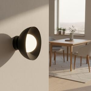 EMIBIG LIGHTING Стенна лампа Bibi K1, черна, стомана/стъкло, Ø 18 cm, Затъмняване, Черен, Дневна/трапезария, Метал, Модерен