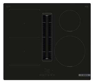 Индукционен плот за вграждане Bosch PVS611B16E, 4 нагревателни зони, 17 степени на мощност, вграден аспиратор, таймер, защита за деца, Combi zone, PowerBoost, черен