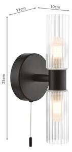 Där Lighting BOL0922 - Стенна лампа за баня BOLTON 2xG9/5W/230V IP44 черна
