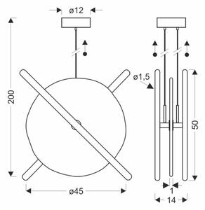 LED полилей на кабел RELAX LED/15W/230V златист/бял