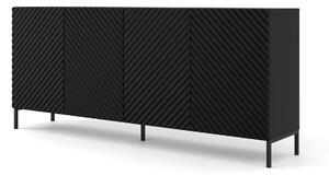 Комод SURF 4D 200 cm, черен мат, черни крака