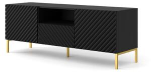 ТВ шкаф SURF 2D1S 150 cm, черен мат, златни крака