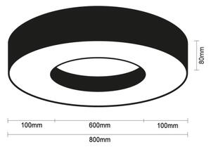LED таванно осветително тяло LED/80W/230V 3000/4000/6500K Ø 80 см, черно