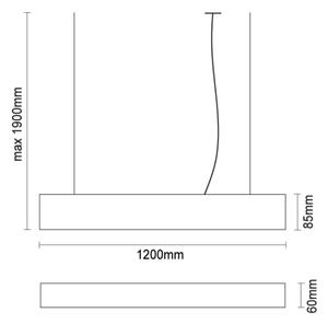 LED полилей на кабел LED/55W/230V 3000/4000/6500K 120 см бял