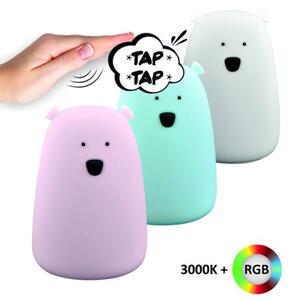 LED RGB детска сензорна лампа BEAR LED/0,8W/5V бяла + USB