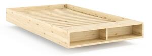 Единично легло 120x200 cm от масивен бор без табла с включена подматрачна рамка в естествен цвят Merge – Karup