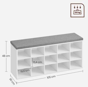 Шкаф за обувки VOREN 105x48x30 см бял/сив
